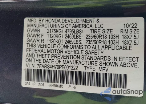 2021 Honda Pilot 2Wd Special Edition z USA, uszkodzony, nr VIN 5FNYF5H20MB029381